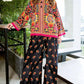 Trendy 2pc Silk Outfit – Printed Shirt & Flapper