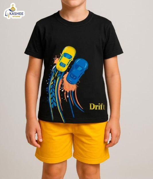 Drift Printed Kids Shirt & Short – Cool Summer Wear”