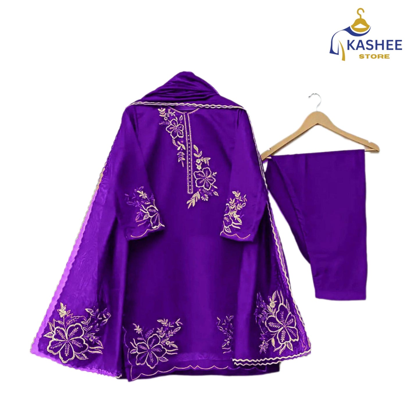 Luxury 3Pc Embroidered Organza Suit with Dupatta & Trouser
