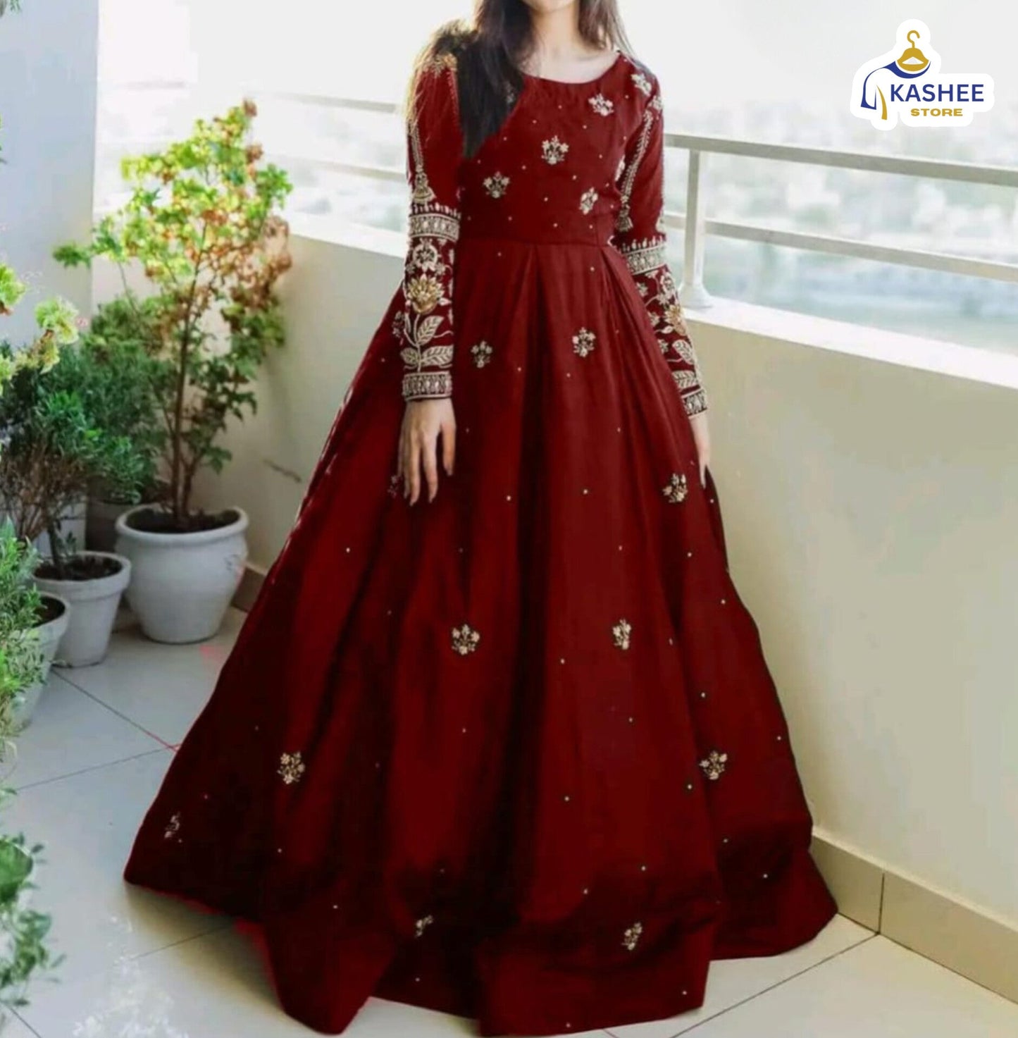 2-Piece Chiffon Maxi Set – Sequence Boti & Zari Work with Crepe Trouser