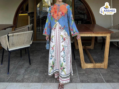 2Pc Swiss Lawn Outfit | Shirt & Bell Bottom Trouser