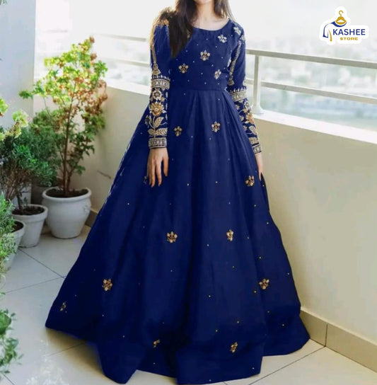 2-Piece Chiffon Maxi Set – Sequence Boti & Zari Work with Crepe Trouser