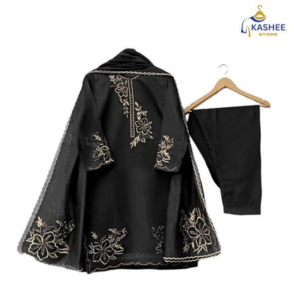 Luxury 3Pc Embroidered Organza Suit with Dupatta & Trouser