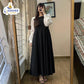 Front & Back Pleated Georgette Maxi with White Sleeves