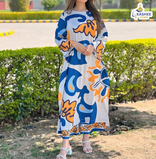 Trendy Digital Printed 2Pc Set – Long Shirt & Bell Bottom Trouser