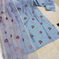 Rose Embroidered 3pc Suit – Shamose Silk with Organza Dupatta "