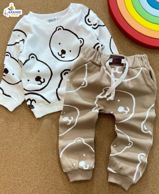 Bear Printed Winter Track Suit – Cozy & Cute Style for Kids