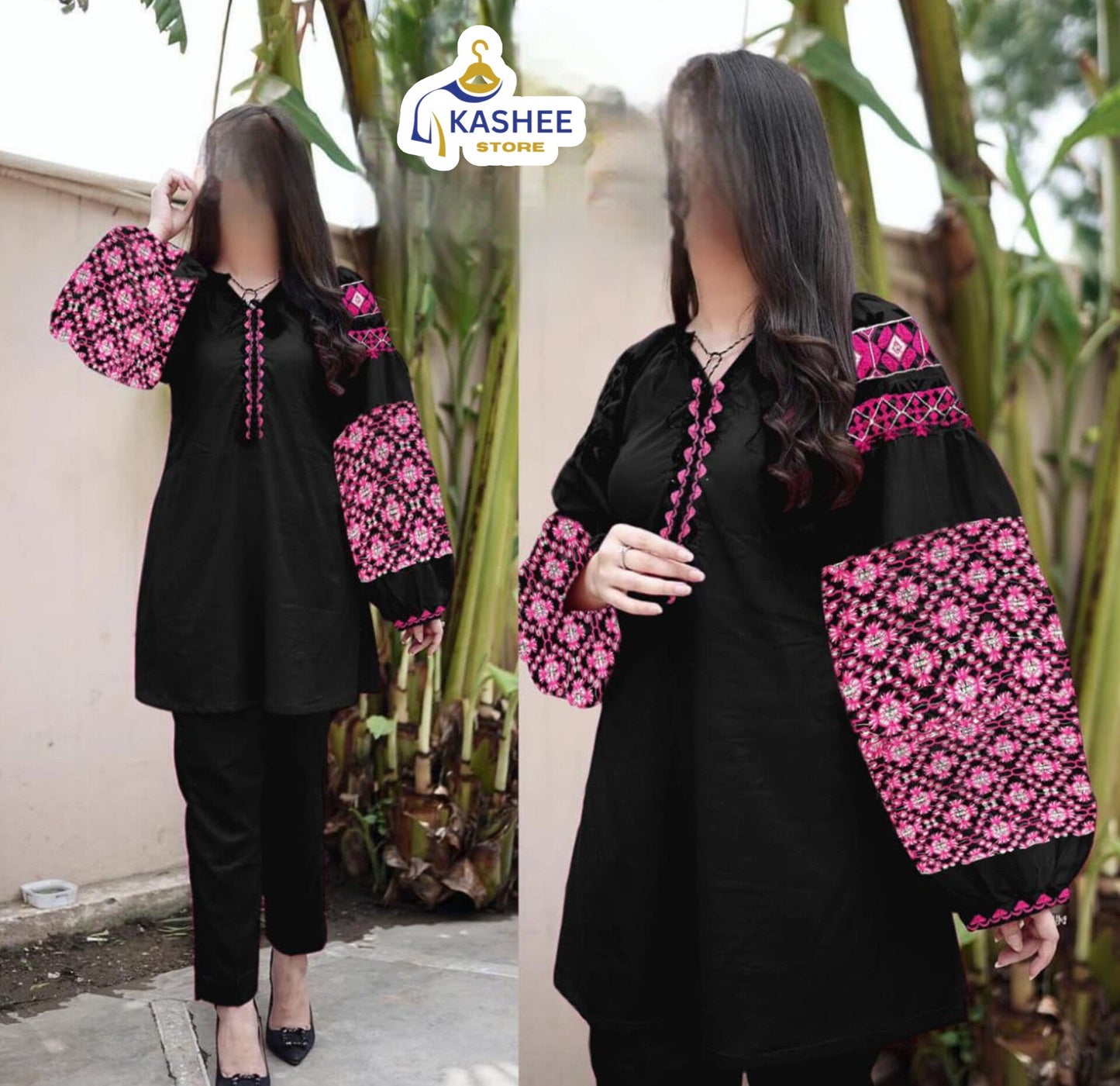 Airline Jabla Sleeve Embroidered 2Pc Linen Outfit"