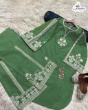 "2Pc Pure Bareeza Cotton Suit | Aari Embroidered Shirt with Flapper"