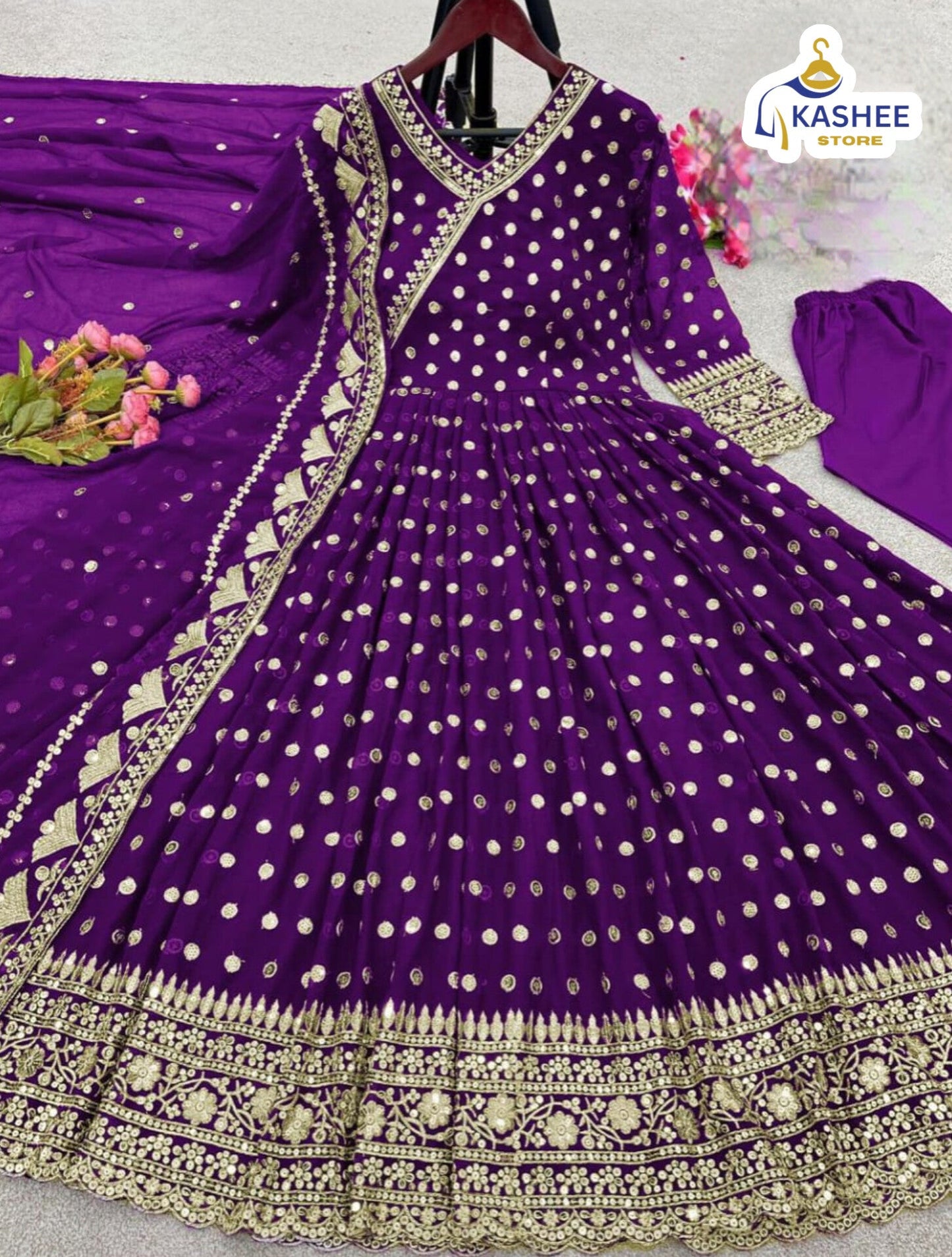 Luxury Angrakha Style Embroidered Maxi | 3Pc Chiffon Suit