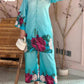 Digital Floral Silk Cord Set – 2Pc"
