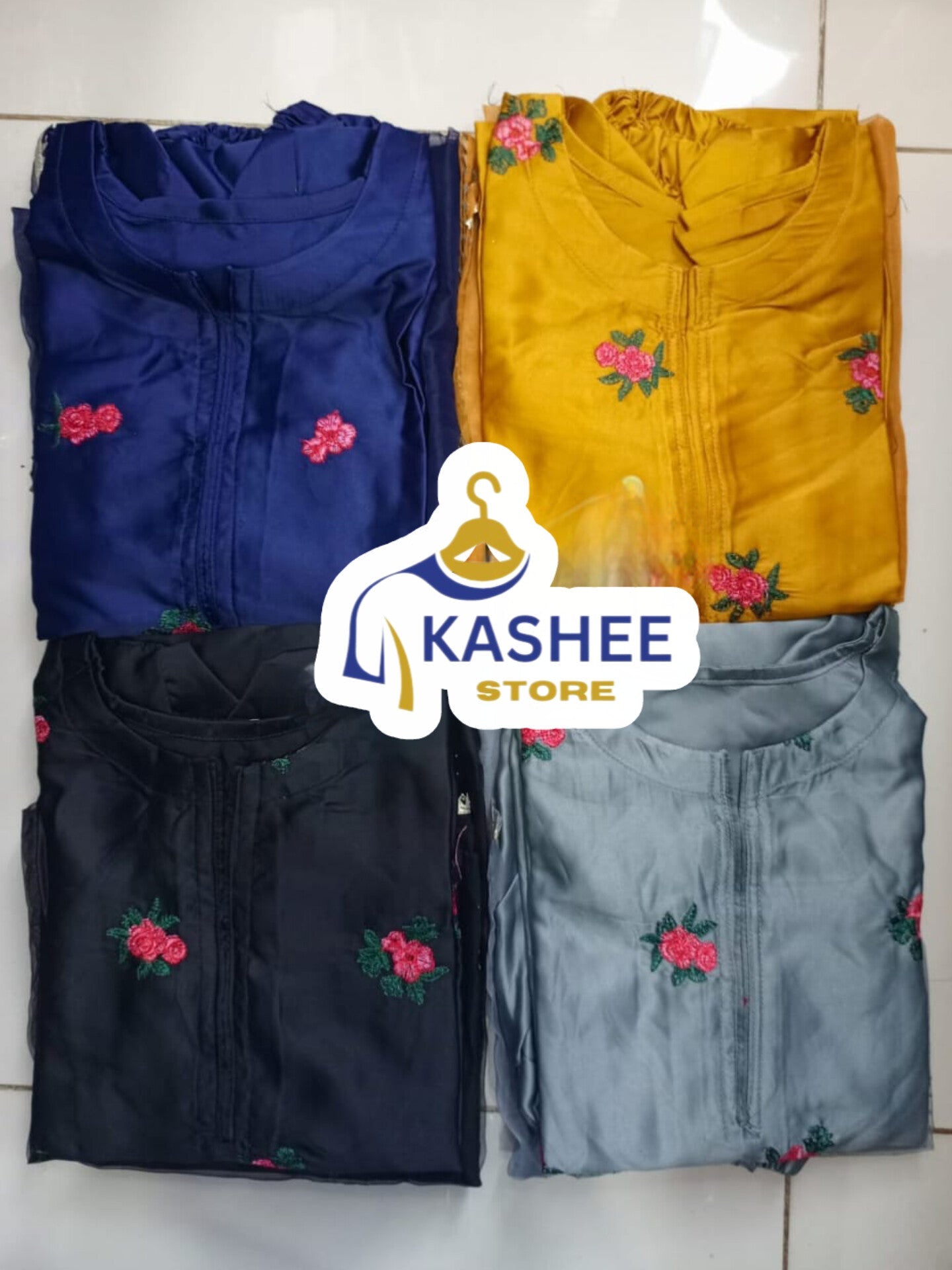 Rose Embroidered 3pc Suit – Shamose Silk with Organza Dupatta "