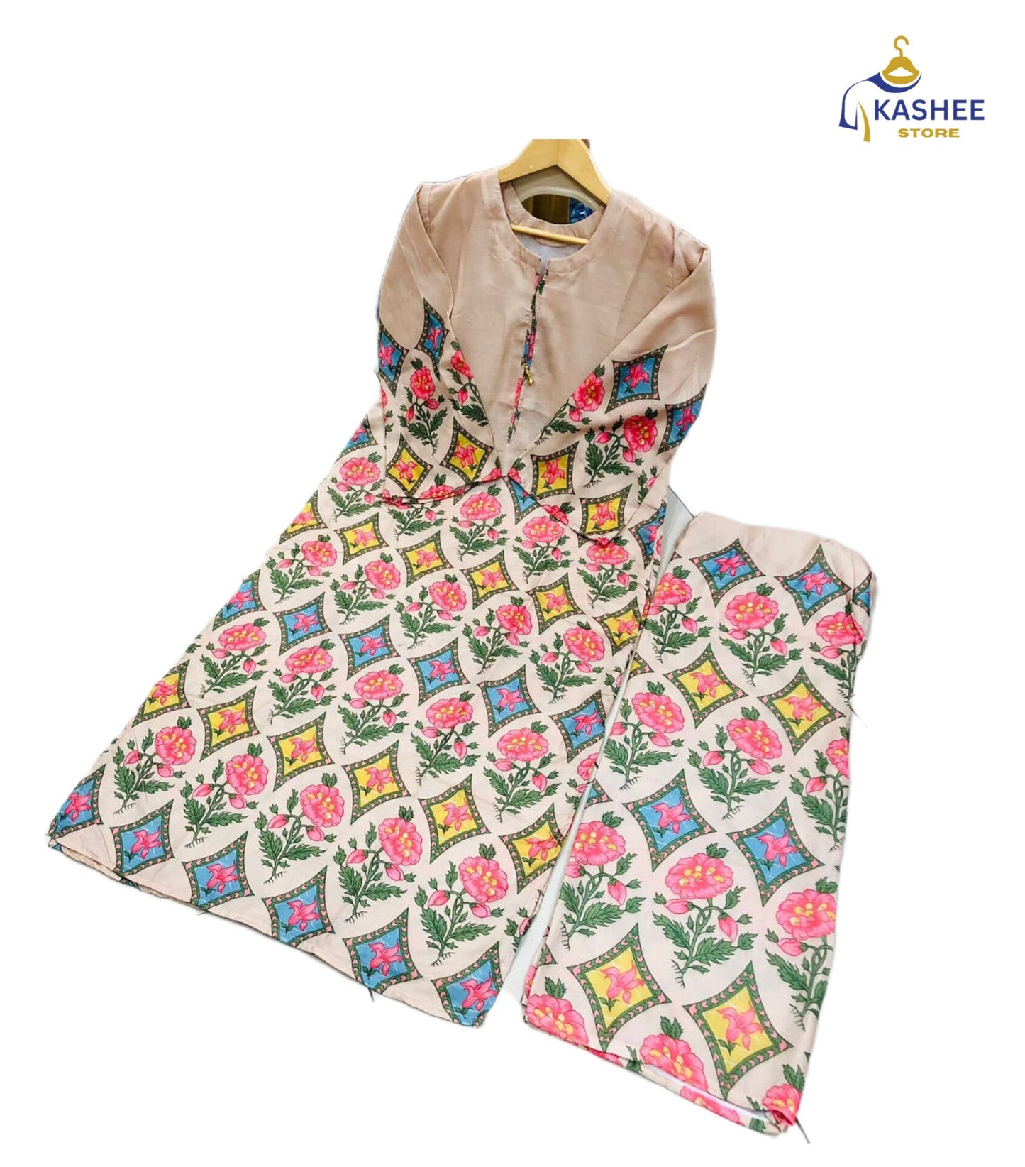Women’s 2pc Swiss Lawn Suit – Long Digital Printed Shirt with Bell Bottom Trouser