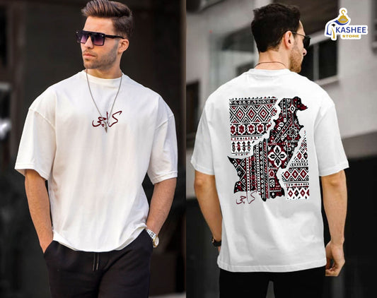 Ajrak Map Vibes – Down Shoulder Statement Shirt"