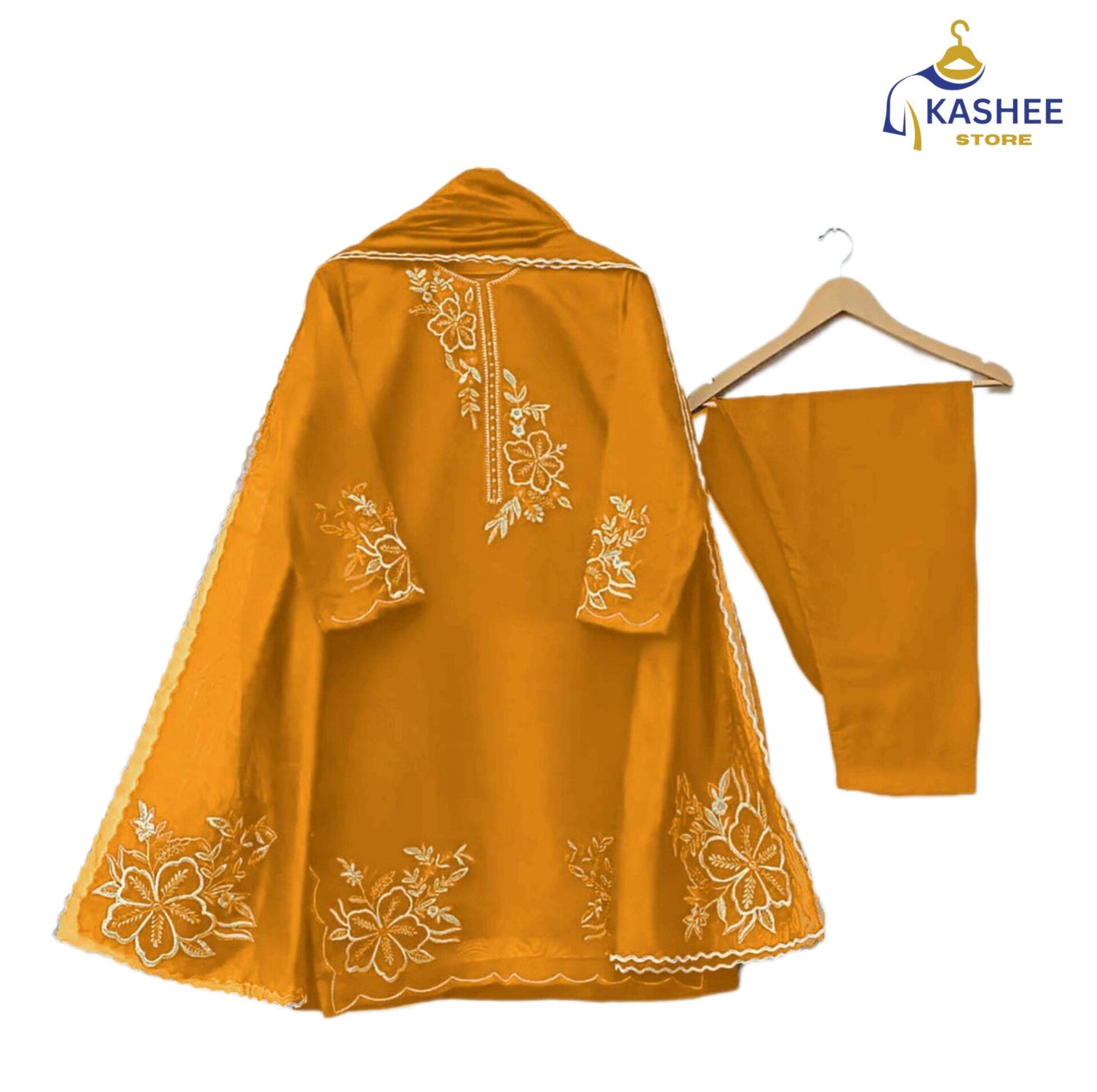 Luxury 3Pc Embroidered Organza Suit with Dupatta & Trouser