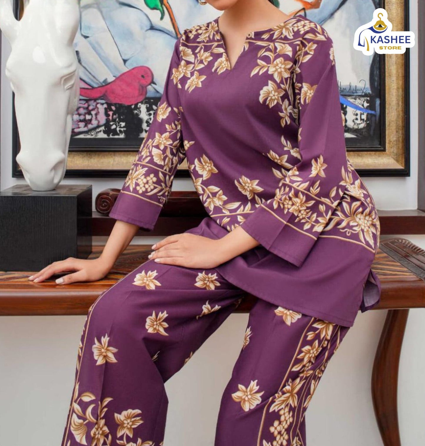 Digital Printed 2pc Co-ord Set – Shamose Silk